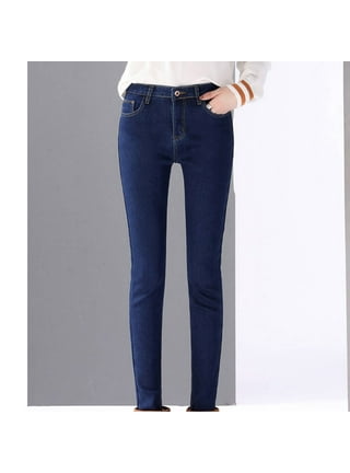 Yyeselk Women's Fleece Lined Jeans for Women Winter Warm Flannel Lined  Jeans Womens High Waisted Skinny Stretch Pants
