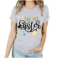thumbnail image 1 of EQWLJWE Women's Happy Easter Day T Shirt Bunny Eggs Graphic Tee Casual Crew Neck Short Sleeve Cute Easter Holiday Top for Church School Work Gray(S-3Xl), 1 of 3