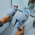 thumbnail image 1 of EQWLJWE Women's Sandals Summer Casual Rhinestones Mesh Non Slip Comfortable Memory Foam Platform Wedge Slip On Sandals Ergonomic Walking Slides, 1 of 5
