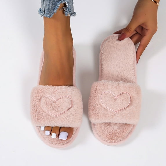 EQWLJWE Women's Shoes Cotton Slippers Home Warm Plush Love Soft Bottom Non-slip Slippers Women's Slippers Holiday Clearance