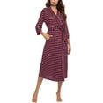 thumbnail image 1 of EQWLJWE Women's Summer Fashion Three Quarter V-neck Prtiped Mid-Calf Sleepwear+Belts Robes Holiday Clearance, 1 of 8