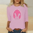 thumbnail image 1 of EQWLJWE Womens 3/4 Length Sleeve Tops Easter Shirts Casual Round Neck Loose Bunny Ear Eggs Graphic T-Shirt Summer Pullover Blouses for Beach Pool Short Trip(Pink,3XL), 1 of 4
