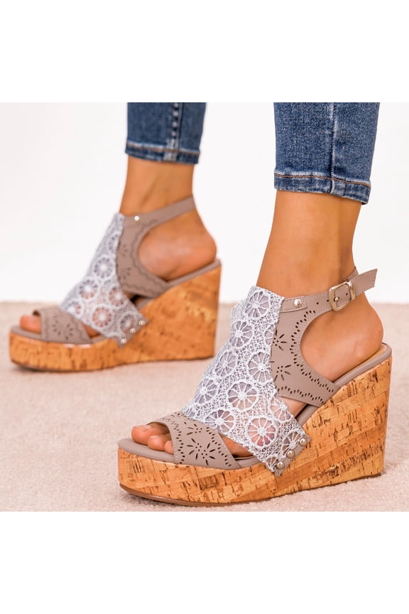 Womens Platform Wedge Sandals Ankle Strap Lace High Heel Open Toe Espadrille Shoes