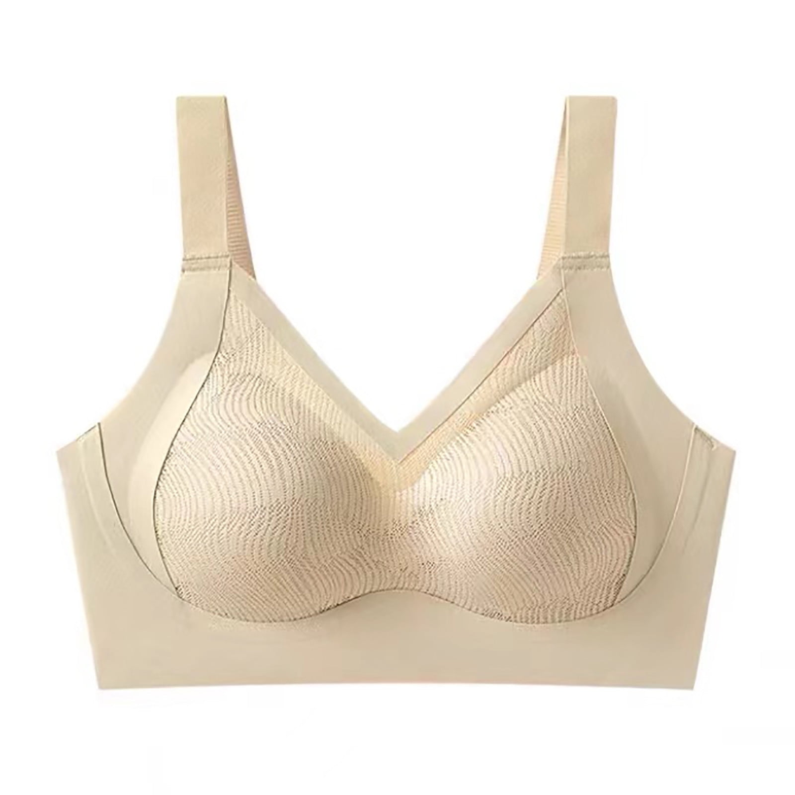 EQWLJWE Womens Plus Size Bra Deep V Neck Wireless Comfort Bra Unlined Triangle Bras Stretch