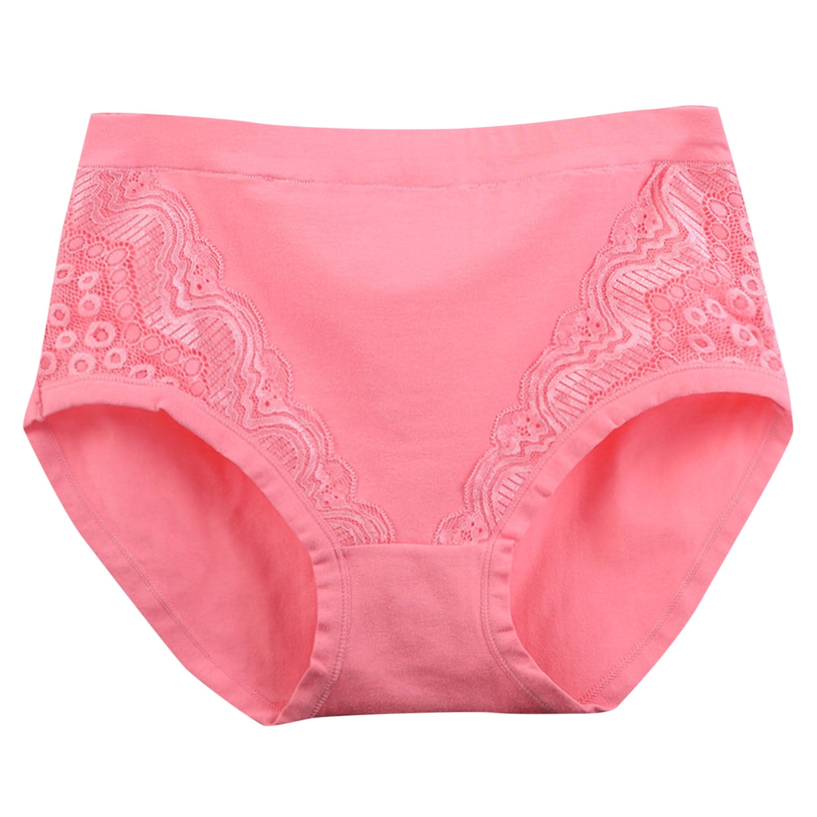 EQWLJWE Womens Plus Size Cotton Underwear,Ladies Soft Strech Comfy Panties Solid Color Lace Trim