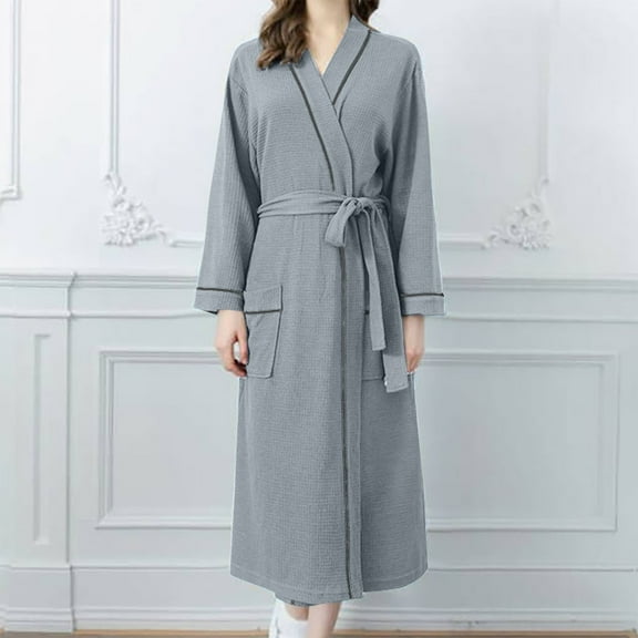 EQWLJWE Womens Plush Velvet Robe,Women's Warm Fleece Winter Robes, Long Bathrobe with Waist Belt Pajamas Housecoat Nightgown