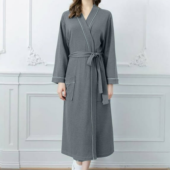 EQWLJWE Womens Plush Velvet Robe,Women's Warm Fleece Winter Robes, Long Bathrobe with Waist Belt Pajamas Housecoat Nightgown
