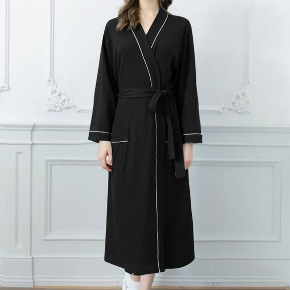 EQWLJWE Womens Plush Velvet Robe,Women's Warm Fleece Winter Robes, Long Bathrobe with Waist Belt Pajamas Housecoat Nightgown