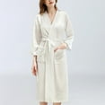 thumbnail image 1 of EQWLJWE Womens Solid Bandage Robe Bathrobe Gown Pajamas Long Sleepwear Pocket Waistband+Belts Robes Holiday Clearance, 1 of 9