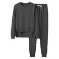 thumbnail image 1 of EQWLJWE Womens Spring Fall Two Piece Outfits Sweatsuits Set Loose Long Sleeve Crew Neck Sweatshirt Drawstring Sweatpants Pullover Tracksuits for Daily Wearing Dark Gray(S-2Xl), 1 of 4