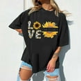 thumbnail image 1 of EQWLJWE Womens Sunflower Love Shirt Vintage Hippie Flower Nurse Mom Gift Round Neck T-Shirt, 1 of 5