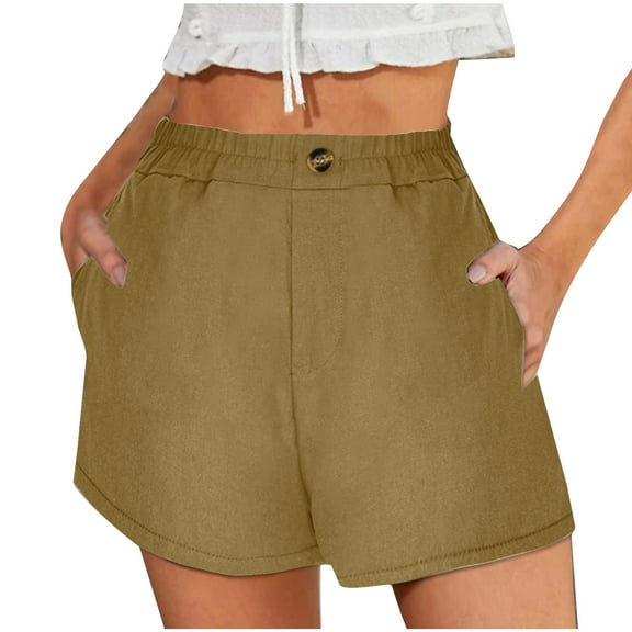 EQWLJWE Womens Sweat Shorts Trendy Elastic Waist Running Shorts Summer Vacation Comfort Lounge Shorts Khaki XXXL