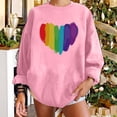 thumbnail image 1 of EQWLJWE Womens Sweatshirts with Colorful Heart Graphic Print Long Sleeve Crew Neck Rainbow Pullover Valentines Day Shirts Lightweight, 1 of 5