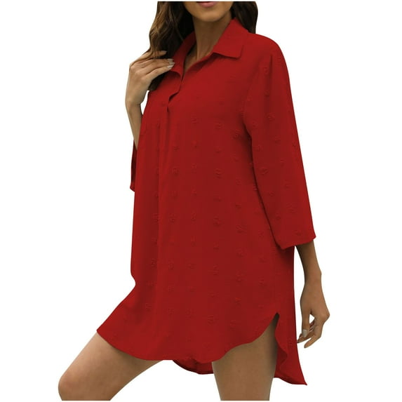 EQWLJWE Womens Swimsuit Beach Cover Up Shirt Bikini Beachwear Bathing Suit Beach Dress Gift Wine M