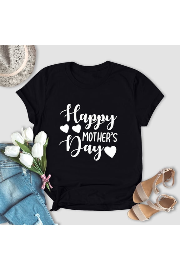 Womens Tops, Short Sleeve Plus Size Mama Printed T-Shirts for Mom Happy Mother' s Tee Tops