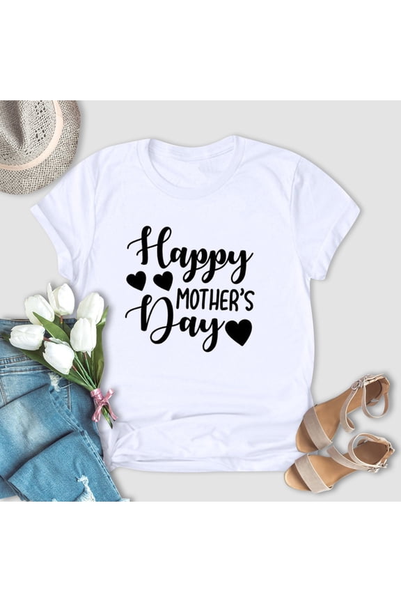 Womens Tops, Short Sleeve Plus Size Mama Printed T-Shirts for Mom Happy Mother' s Tee Tops