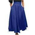 thumbnail image 1 of EQWLJWE Womens Vintage Maxi Skirts,High Waist Solid Color A-Line Skirts Large Swing Flowy Elegant Party Skirts with Pockets Gift Blue XXL, 1 of 6