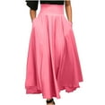 thumbnail image 1 of EQWLJWE Womens Vintage Maxi Skirts,High Waist Solid Color A-Line Skirts Large Swing Flowy Elegant Party Skirts with Pockets Gift Pink L, 1 of 6