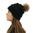 thumbnail image 1 of EQWLJWE Womens Winter Knitted Beanie Hat With Faux Pom Warm Knit Skull Cap Beanie For Women Plush Hat Holiday Clearance, 1 of 3