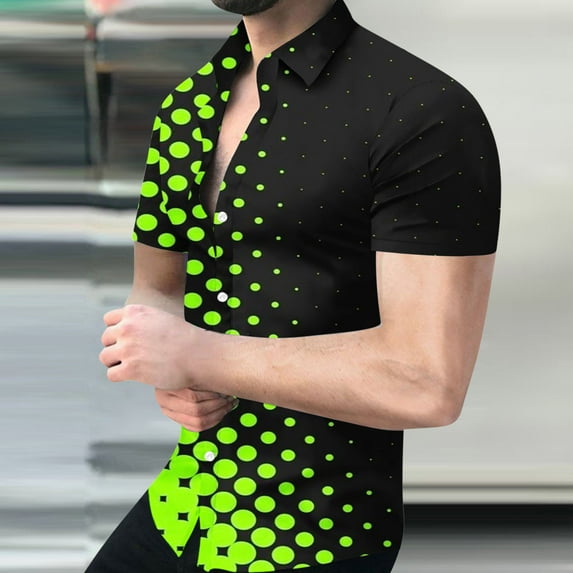 EQWLJWE Work Shirts for Men's Geometric Beach Shirts Casual Button Up Short Sleeves 3D Non Positioning Printed Shirt Party Outfit Fun Holiday Costumes for Father's Day