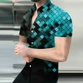 thumbnail image 1 of EQWLJWE Work Shirts for Men's Geometric Beach Shirts Casual Button Up Short Sleeves 3D Non Positioning Printed Shirt Party Outfit Fun Holiday Costumes for Seaside, 1 of 5
