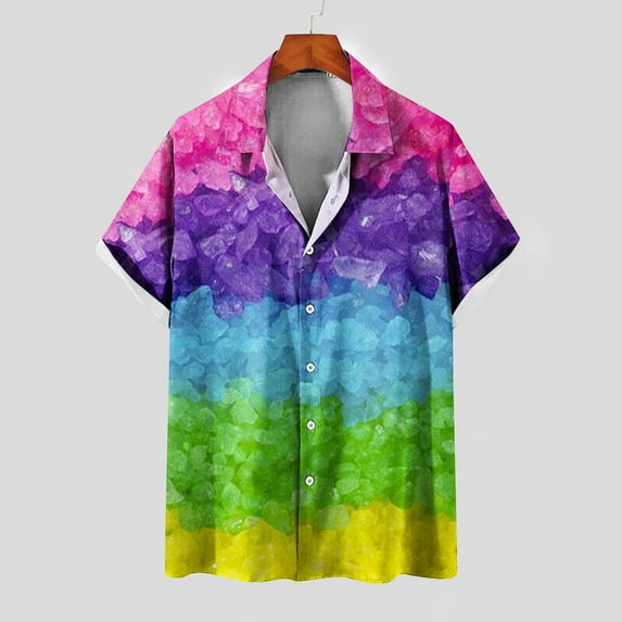 EQWLJWE Work Shirts for Men Novelty 3D Non-positioning Printed Short Sleeve Button Down Valentine/New Year Beach Party Casual Shirts for Office