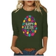thumbnail image 1 of EQWLJWE Workout Tops for Women Happy Easter T-Shirt 3/4 Sleeve Blouse Cute Easter Eggs Graphic Letter Print Tees Crew Neck Casual Shirts Outwear(Army Green,3XL), 1 of 4