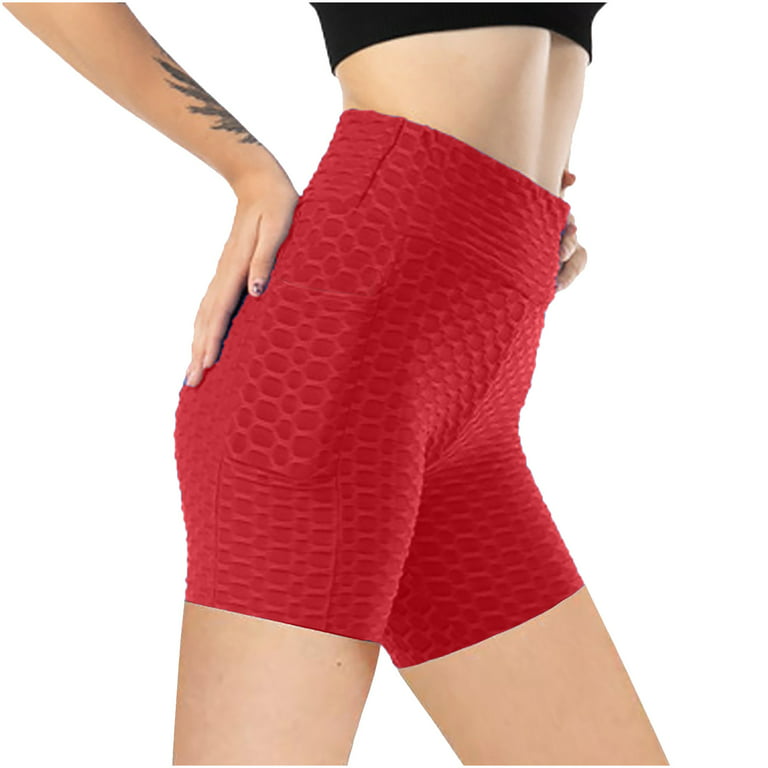 EQWLJWE Yoga Pants for Women High Waist Yoga Shorts for Women with Pockets  Athletic Shorts for Women Running Gym Short,Deals,Clearance 