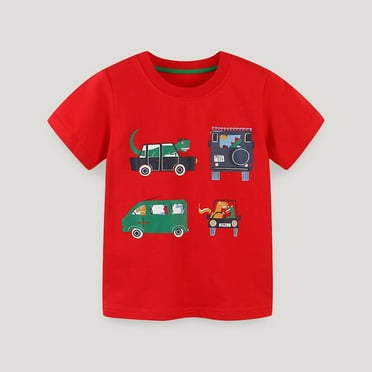 EQWLJWE kids Summer Tops Short Sleeve Printed Crew Neck Loose Pullover Casual Sport Tees for Girls Boys