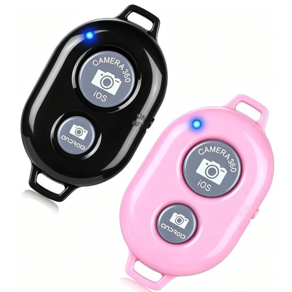 EQthropy 2 Pack Wireless Bluetooth Selfie Remote Shutter, Universal Phone Camera Controller Compatible with iOS Android iPhone iPad Tablets, 10M Remote Shooting, Black & Pink