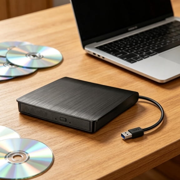 EQthropy USB External DVD RW Drive, Plug and Play Portable CD DVD Burner Reader, Single USB Port Optical Drive for Laptop Desktop Mac Windows Linux