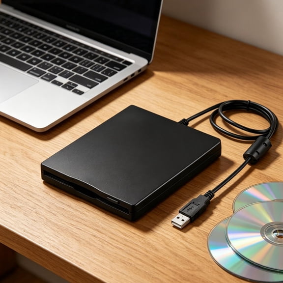 EQthropy USB External Floppy Disk Drive, 3.5 Inch 1.44MB Portable USB FDD Reader Writer, Plug and Play for Windows PC Laptop, No External Power Needed