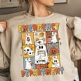 thumbnail image 1 of ER Boo Crew Sweatshirt, Cute Ghost Nurse Halloween Shirt, Emergency Department Crewneck, Spooky Nurse Gift, 1 of 5