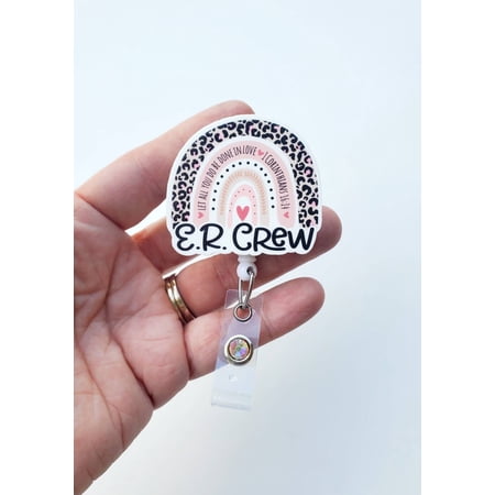 ER Crew Badge Reel | ER Badge Reel | Retractable ER Crew Rainbow Badge Reel | Er Nurse Badge Reel | Badge Id Holder