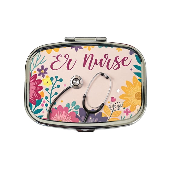 ER Emergency Room Nurse Appreciation Stethoscope Flowers Small Travel Handbag Pill Box Case