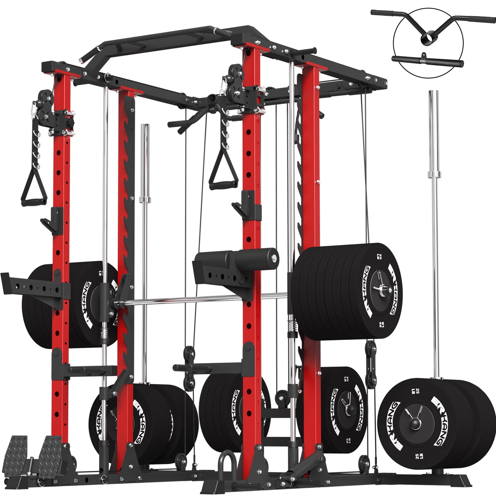 ER KANG Smith Machine Home Gym, 2000LBS Squat Rack with Cable Crossover System, Multi-Function Workout Machine for Home Gym(2023 Version)