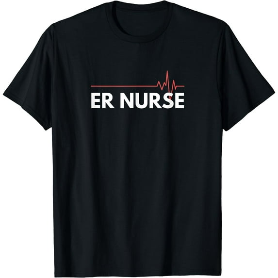 ER NURSE Emergency Room Nursing RN Heartbeat T-Shirt