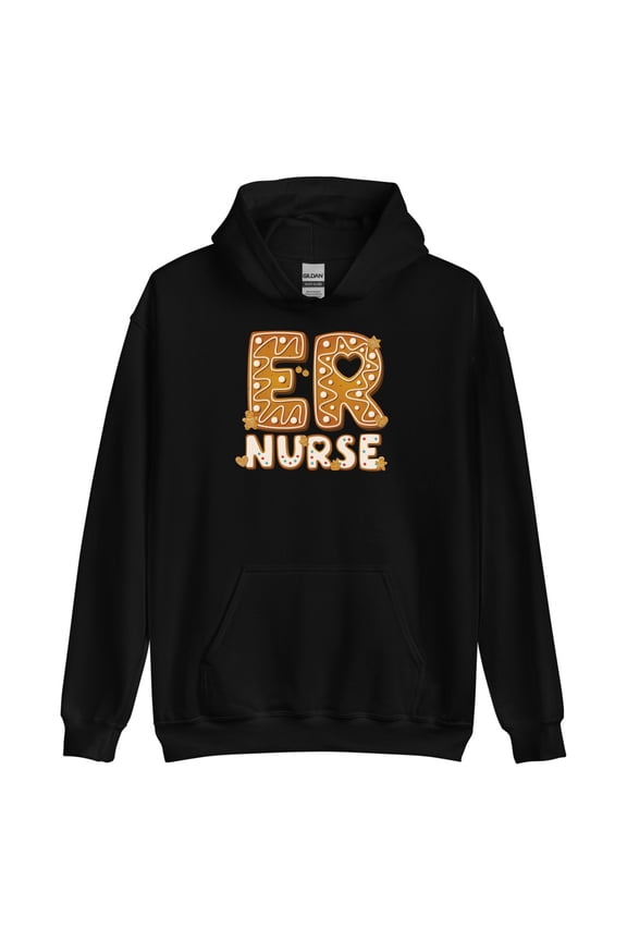 ER Nurse Christmas Sweater, Emergency Dept RN Hoodie (Black, S)