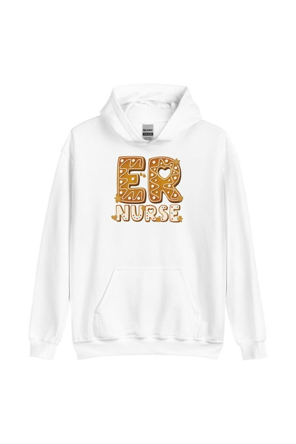 ER Nurse Christmas Sweater, Emergency Dept RN Hoodie (White, S)