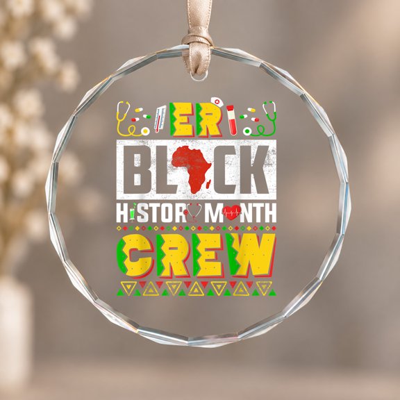 ER Nurse Crew African American Nursing Ornament, Party Decor, Circle Glass Ornament