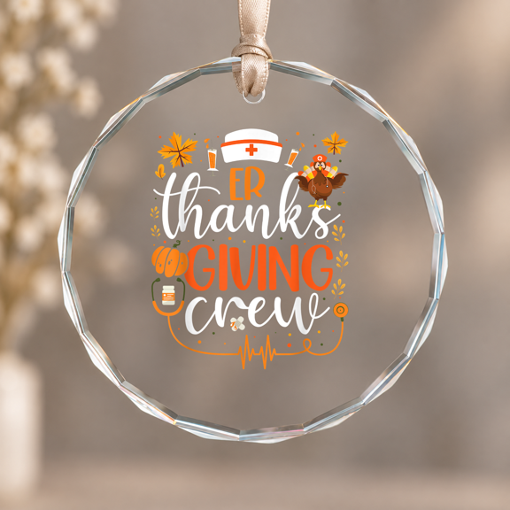 ER Nurse Crew Emergency Room Theme Ornament, Hanging Decor, Circle Glass Ornament