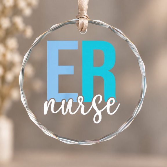 ER Nurse Emergency Department Emergency Room 2 Sided Theme Ornament, Shelf Decor, Circle Glass Ornament
