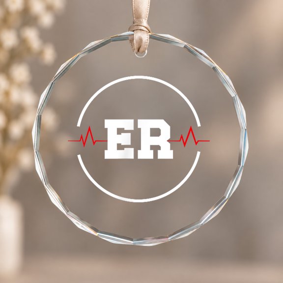 ER Nurse Emergency Department Theme Ornament, Room Decoration, Circle Glass Ornament