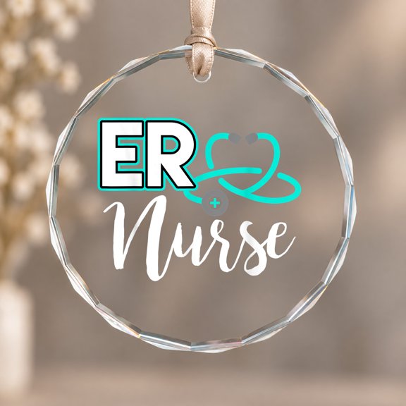 ER Nurse Emergency Room Medical Nursing School Birthday Gift Theme Ornament, Party Decor, Circle Glass Ornament