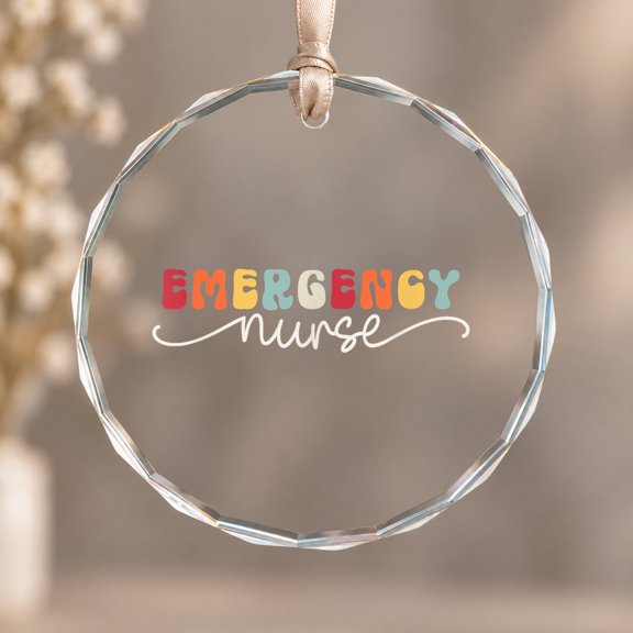 ER Nurse Emergency Room Practitioner Theme Ornament, Hanging Decor, Circle Glass Ornament