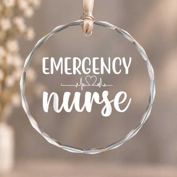 ER Nurse Emergency Room Theme Ornament, Home Decoration, Circle Glass Ornament
