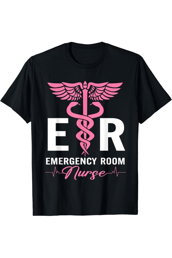 ER Nurse Logo Registered Nurses Week Nursing School T-Shirt Black Small
