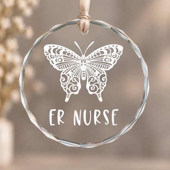 ER Nurse Nursing RN Nurse Practitioner Emergency Room Ornament, Party Decor, Circle Glass Ornament
