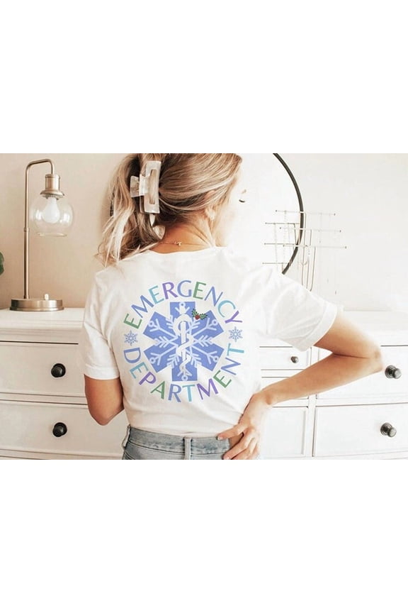 ER Nurse Shirt, Winter ED Nurse TShirt Emergency Department RN T-Shirt, Snowflake Er Tech Tee Emergency Room All Size S-5Xl