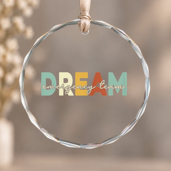 ER Nurse Squad Dream Team Theme Ornament, Keepsake Decor, Circle Glass Ornament